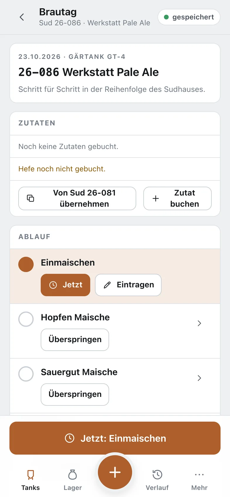 Brautag-Ablauf in Brewlog