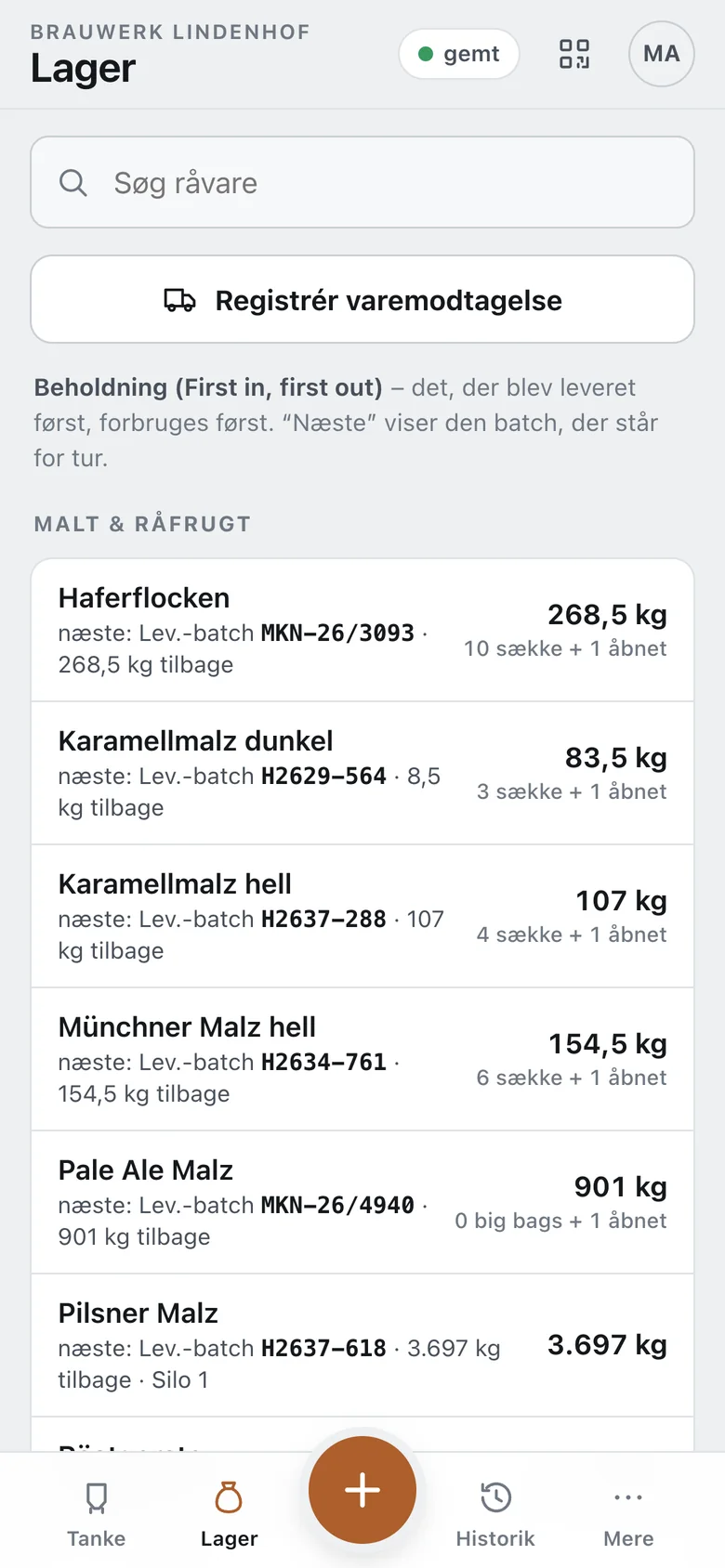 Lager i Brewlog