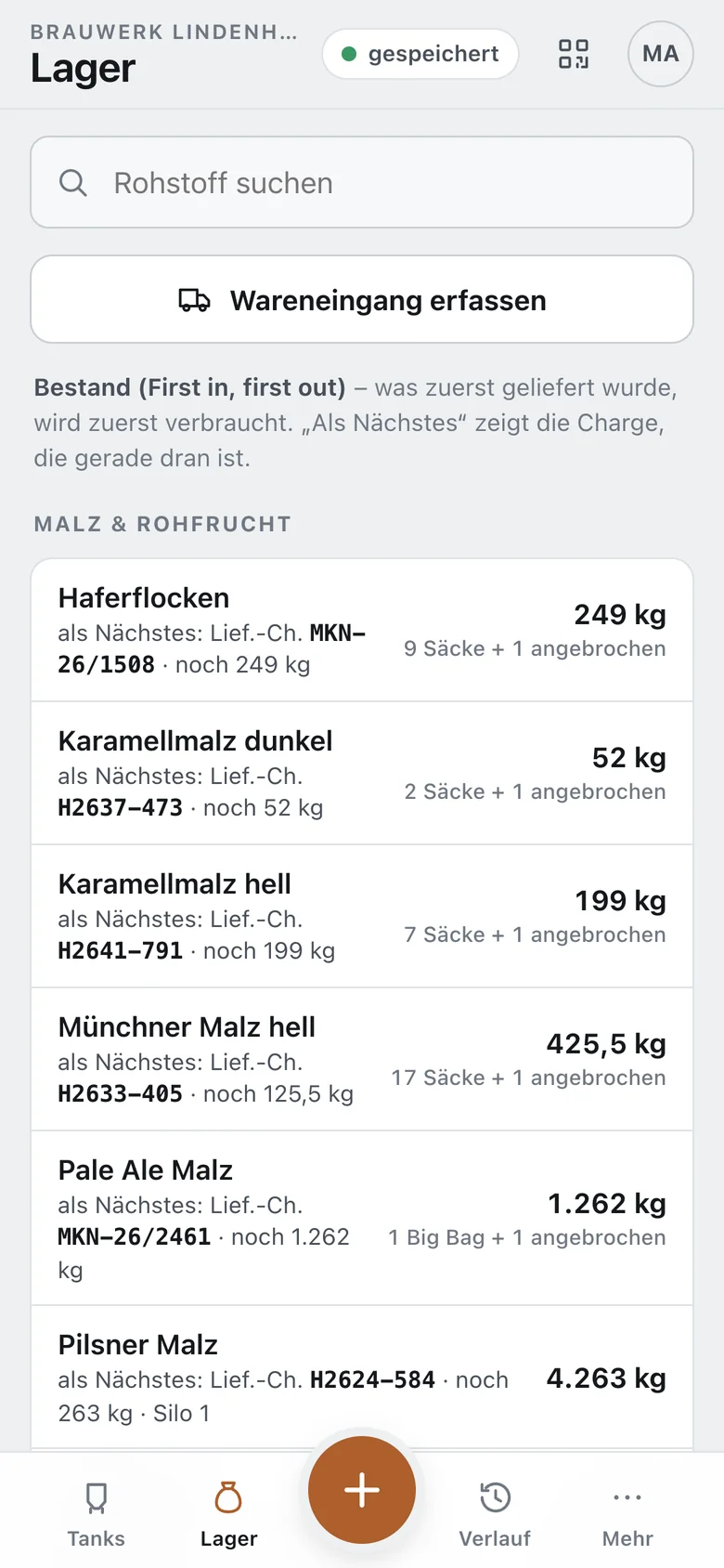 Lager in Brewlog